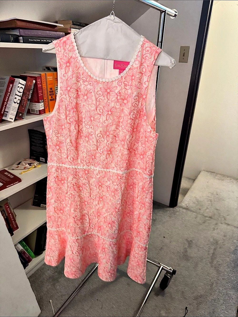 Lilly Pulitzer Ellen Flounce Dress Floral Mini Dress Pink & White Size 4